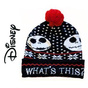 Disney's Nightmare Before Christmas "What's This" Beanie Hat, Black, Red, White